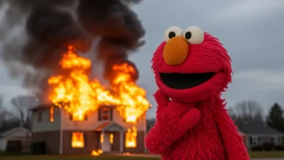 elmo fire meme